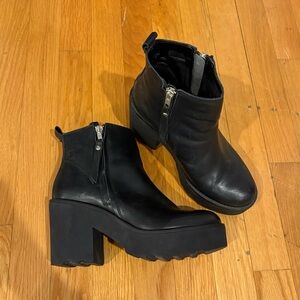 Steve Madden chunky black platform ankle boots